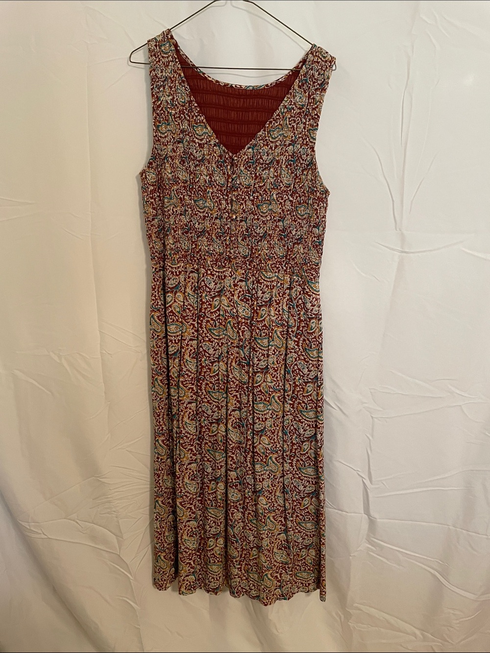 Fat Face Paisley Midi Dress in rust and teal